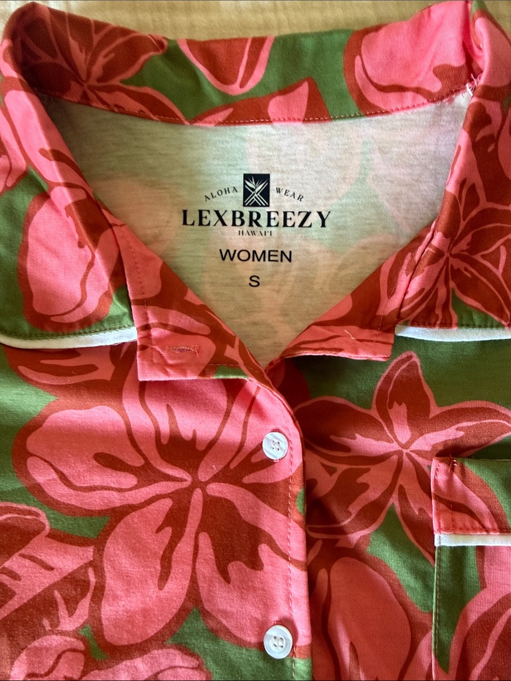 NWOT! Lexbreezy women’s Pua Melia Berry Pink Pajama Shorts Set - Picture 2 of 6